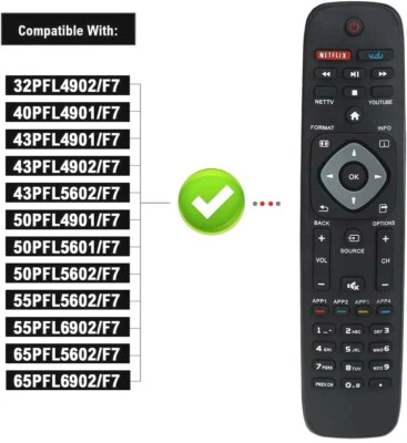 Mando a distancia universal para Philips TV 58PFL4609 58PFL4909 65PFL4609  Foto 1 de 4