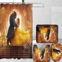 F/S Disney Beauty and the Beast  Toilet cover & rug set  Ships from Japan 