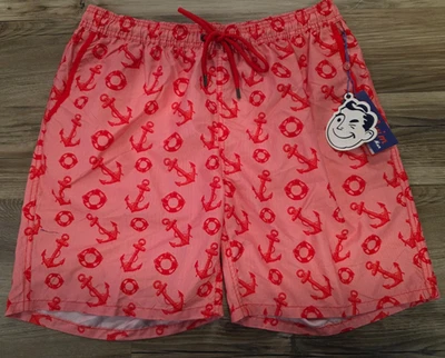 MR. SWIM TRUNKS MENS XXL RED ANCHORS THE DALE ELASTIC DRAWSTRING WAIST NEW - Image 1 of 4