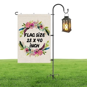 Garden Flag Stand-Large Garden Flag Holder with Shepherds Hooks, 62 Inch Heav... - Picture 1 of 7