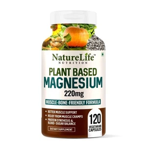 NatureLife Nutrition Plant Based Magnesium Supplement Muscle &Nerve Health 220mg - Picture 1 of 3