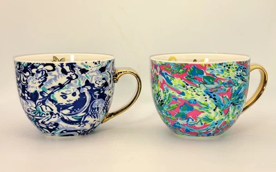2 tazas Lilly Pulitzer - gato oculto y azul floral Foto 1 de 4