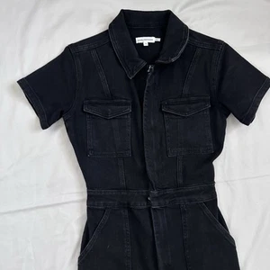 Good American Jumpsuit Womens 1 Fit For Success Black Denim - Picture 1 of 18