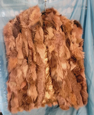 VTG Genuine Real FOX Fur Sleeveless Vest Jacket Coat SZ Med Satin Lining - Image 1 of 4