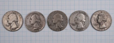 1941, 1942, 1943, 1944, 1945 US QUARTERS 90% SILVER WWII ERA - Image 1 of 4