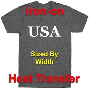 USA Iron-On - American Fabric Heat Transfer Decal - Select Color Size - Picture 1 of 2