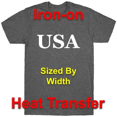 USA  Iron-On - American Fabric Heat Transfer Decal - Select Color Size - Image 1 of 2