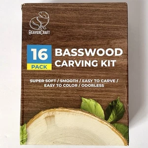 Beavercraft Basswood Carving Kit 16 Wood Pieces 6" x 1" Soft Whittling Open Box - Picture 1 of 7