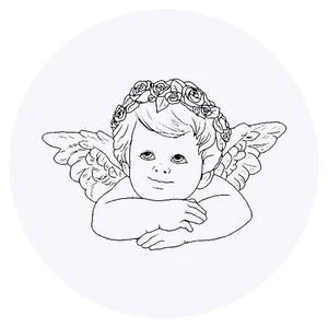24 x 40mm Round 'Cheerful Cherub' Stickers (SK00058165) - Picture 1 of 6