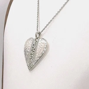 Brighton Mingle Adore Heart Pendant Necklace Hammered Silver Scroll 18-20” - Picture 1 of 7