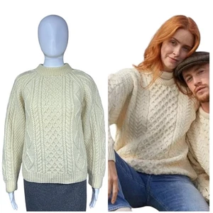 Vintage Robert Scott Ltd Shetland Wool Cableknit Metal Button Sweater S/36 Gray - Bild 1 von 18