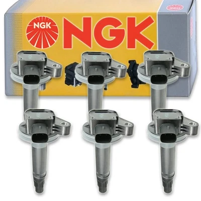 6 pc NGK Ignition Coils for 2007-2018 Ford Edge 3.5L 3.7L V6 Spark Plug Wire qj - Image 1 of 4