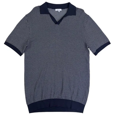 Camisa Polo Reiss "Chichi" Cuello Abierto Para Hombre Grande Piqué Elastizada Nylon Azul Blanco Foto 1 de 4