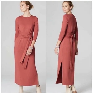 PureJill J Jill Coral Brick Stretch Kleid Gr. XL Wickel Bindeband Taille - Bild 1 von 9