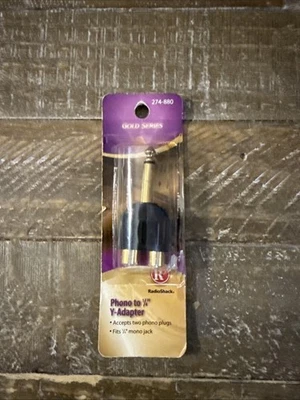 RadioShack 274-880 Goldseries Mono Male-Dual RCA Phono-Female Plug Adapter NIB - Image 1 of 4