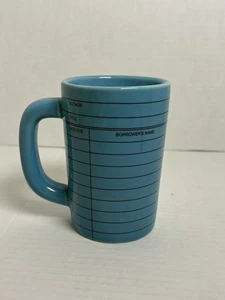 Library Checkout Card Coffee Cup Mug Blue Tall Out of Print 12oz - Picture 1 of 4