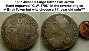 Corona de plata completa James II 1687 - Ficha de amor de nacimiento (WCA-5393) - Imagen 1 de 1