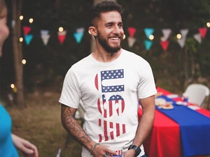 Camicia Bandiera USA Camicie Stile Vintage Memorial Independence Day 4 luglio Camicia - Foto 1 di 11