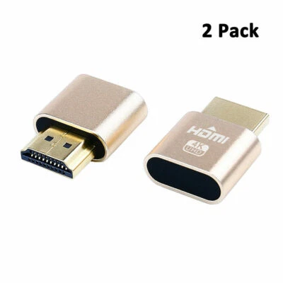4K Display Emulator HDMI Dummy Plug Virtual Monitor Ghost Headless Adapter 2PCs - Image 1 of 4