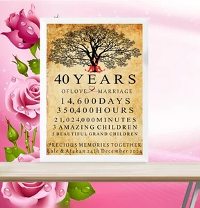 Personalised 40th Wedding Anniversary Gift, 40th Anniversary, Anniversary Gifts - Picture 1 of 5