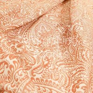Lightweight Chenille Damask Floral Pattern Orange Upholstery Curtain Fabric - Picture 1 of 5