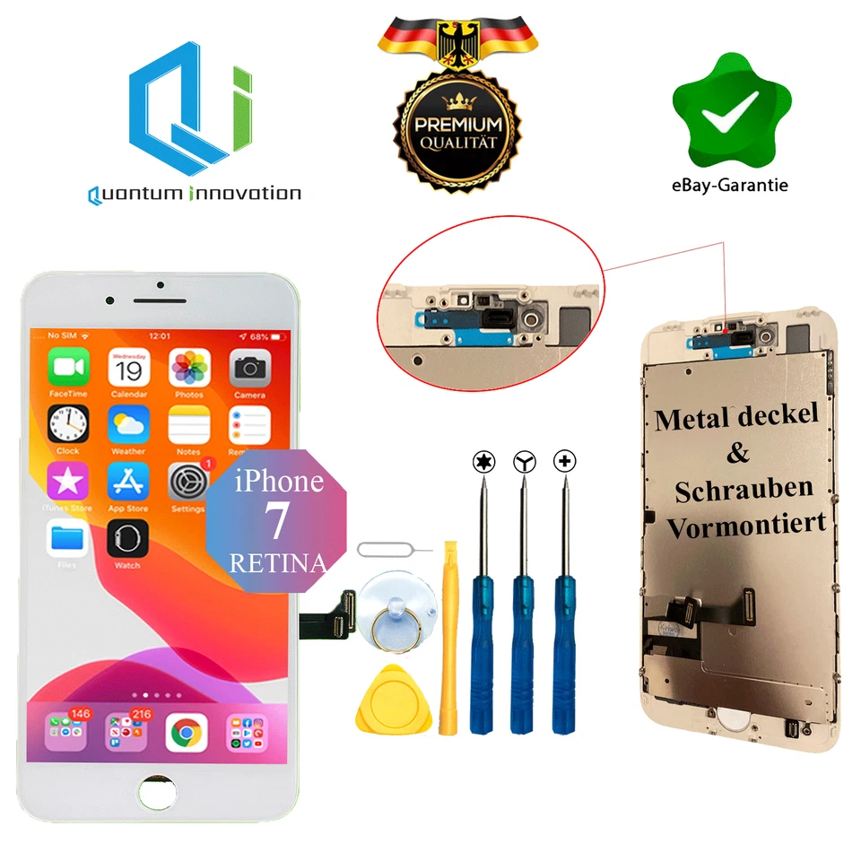 Apple iPhone 7 Bildschirm Display Retina 3D LCD Display Glas Scheibe Vormontiert - Bild 1 von 1