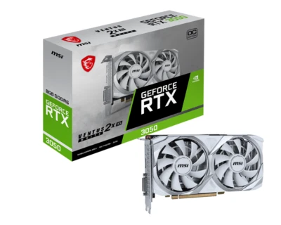 MSI GeForce RTX 3050 VENTUS 2X XS WHITE 8G OC GDDR6 PCI Express 4.0 video card - Image 1 of 4