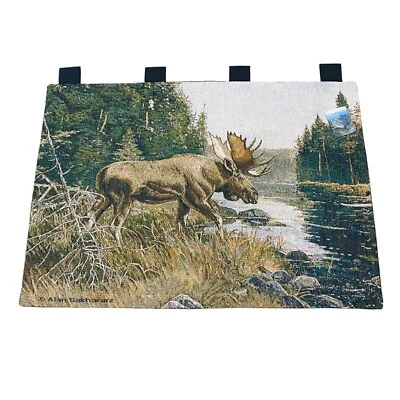 Algonquin Sunning Moose at River Tapestry Wall Hanging ~ Artist Alan Sakhavarz - Image 1 of 2
