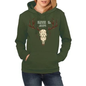 Frauen Kapuzenpullover Jäger Ich denke nur ans JAGEN natur wald jagd Hirsch - Bild 1 von 3