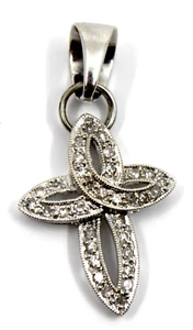 14k Solid White Gold Diamond Cross Pendant  1.45"inch .(0.35 ct. t.w.) - Picture 1 of 10