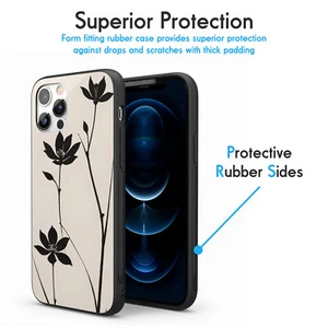 Phone cases for iPhone 16, 15, 14, 13, 12, promax, flower ink drawing cute cases - Picture 1 of 7