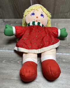 Holly Mine cloth rag doll 1987 embroidered face 17" tall Girl Christmas clothes - Picture 1 of 10