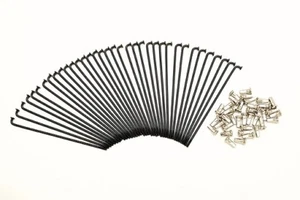 KIT 40 RAGGI E NIPPLES ACCIAIO NERI DIAMETRO 3,0 MM LUNGHEZZA 165 MM PIEGA 90° - Foto 1 di 1