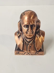 Vintage Ben Franklin Kupfer Büste Sparschwein ACR Bank Sammler Patina OHNE SCHLÜSSEL - Bild 1 von 5