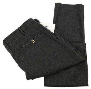 PT TORINO Melange Coal Slim Fit Super 120's Wool Fleece Flat Front Pants 54 NWT - Picture 1 of 4