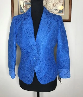 Ellen Tracy Provence Women's Size 2 "Lapis" Blue Lace Blazer Jacket NWT - Image 1 of 4