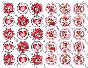 30 Precut 1" I Love You Bottle cap Image Set 1 - Picture 1 of 1