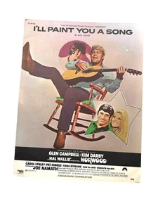 Music Sheet 1970 Glen Campbell Movie Sheet Music NORWOOD I”ll Paint You A Song - Picture 1 of 13