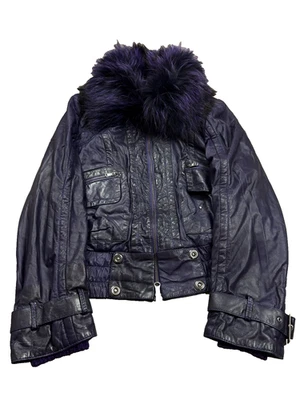 ¡Tipo Rick Owens japonés años 2000! CHAQUETA BOMBER RARA DE PIEL/CUERO DE LUJO Foto 1 de 4