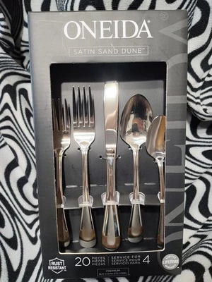 Oneida 'Duna de Areia de Cetim' 20 Peças Conjunto de Louça NOVO Serve 4 - Imagem 1 de 4