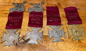 Vintage Lot 4 Catholic Order Foresters Elk Badge Pin Ribbon St Denis Court #767 - Picture 1 of 7