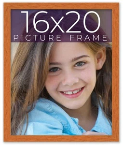 16x20 Honey Brown Real Wood Picture Frame Width 0.75 inches | Interior Frame Dep - Picture 1 of 10