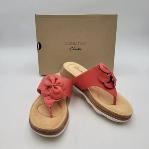 Clarks Damen Brynn Stil flache Sandale hellkoralle Leder Größe 5,5 Komfort - Bild 1 von 9
