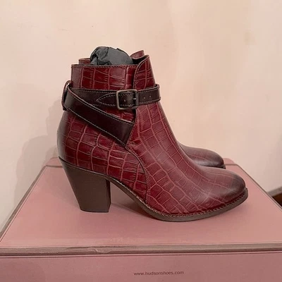 H by Hudson Botas Caoba Marrón Cocodrilo Western Boho Botines - Talla 39 Foto 1 de 3