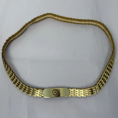 Vintage Gold Plated Snake Scale Belt with Bow Embellished Buckle Fits Waist 31 - Image 1 of 4