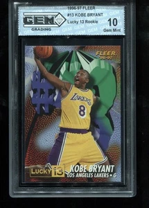 Kobe Bryant Rookie 1996-97 Fleer Lucky 13 #13 RC Card NBA Lakers GEM MINT 10 - Picture 1 of 2