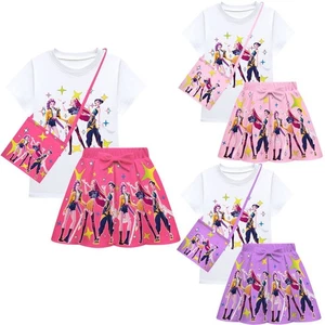Kid Girls KPop Demon Hunters T Shirt Pleated Skirt Outfits Cosplay Costume Dress - Picture 1 of 31