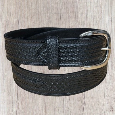 Nuevo con etiquetas Nuevo Cinturón de Cuero Western Silver Creek Collection Tejido Negro Tooled Conch 36 Foto 1 de 4