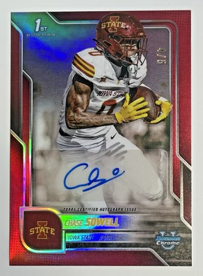 2025 Bowman Chrome U Chase Sowell Red Auto 4/5 #BCA-CST - Iowa State - Image 1 of 3