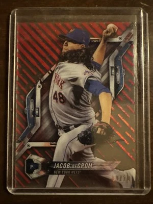 2018 Topps High Tek JACOB DEGROM Galactic Diffractors Red [08/10] #HTJD-Rangers! - Image 1 of 3